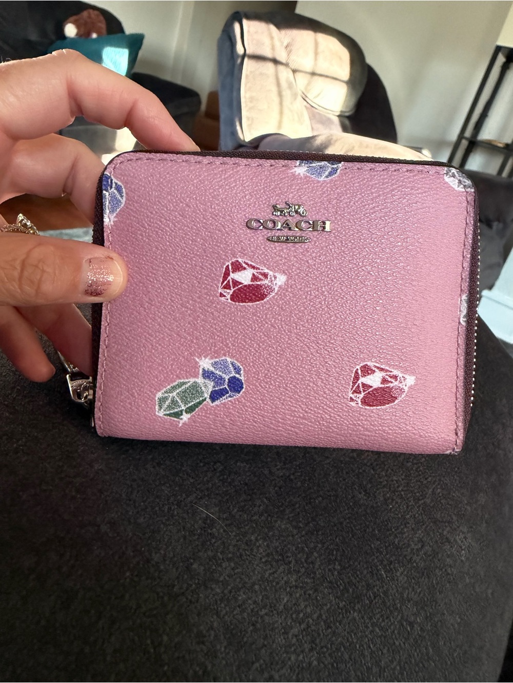 COACH X DISNEY SNOW WHITE Pink Gems Corner Zip Wristlet